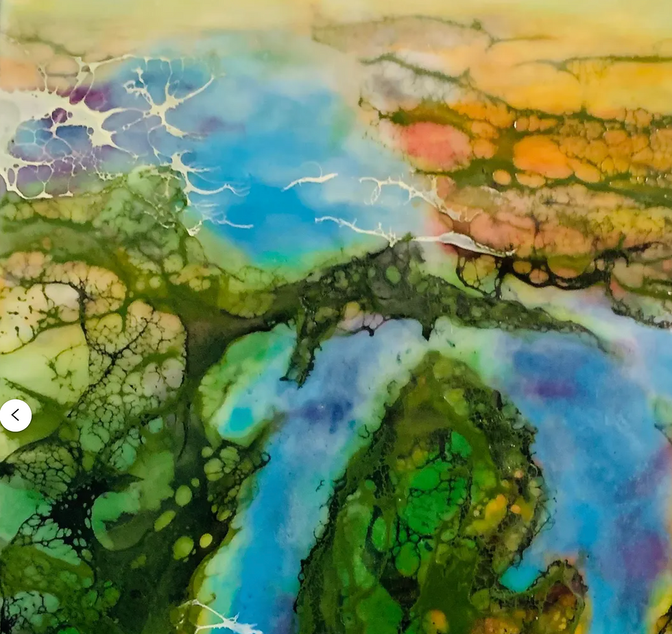 Thumbnail: *SOLD* The Great Lakes Vista Encaustic Original Painting 12"x12"