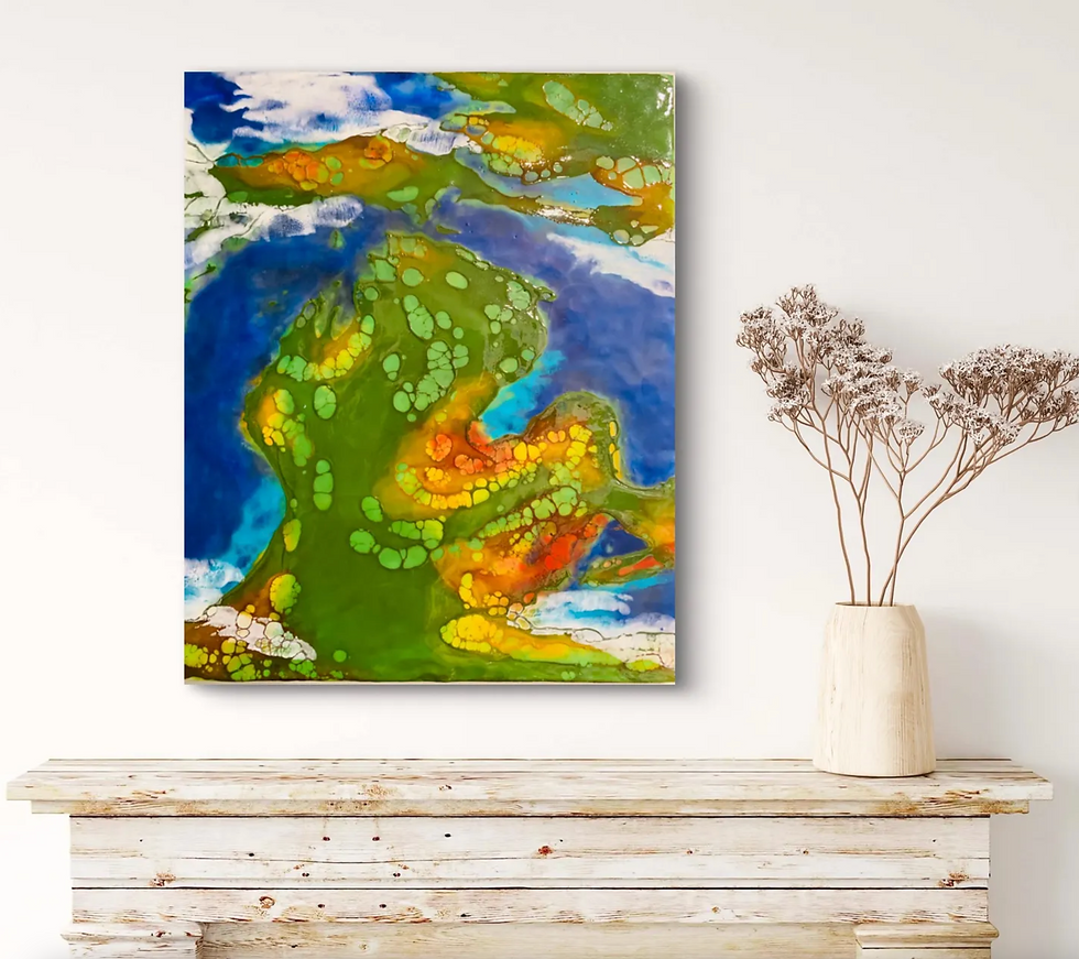 Thumbnail: *SOLD* Michigan Vista Encaustic Original Painting 20"x16"