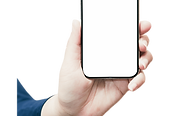 A hand holding a smartphone showing the Nanny's Laundry app with options for pickup, wash-and-fold, and delivery App.