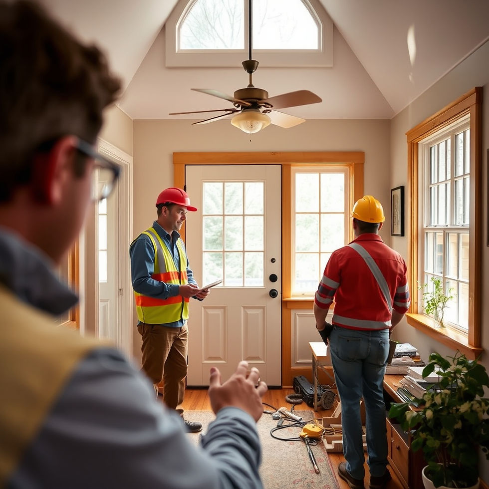 Home inspectors evaluating the entryway and interior systems during a Mountain Home ID home inspection