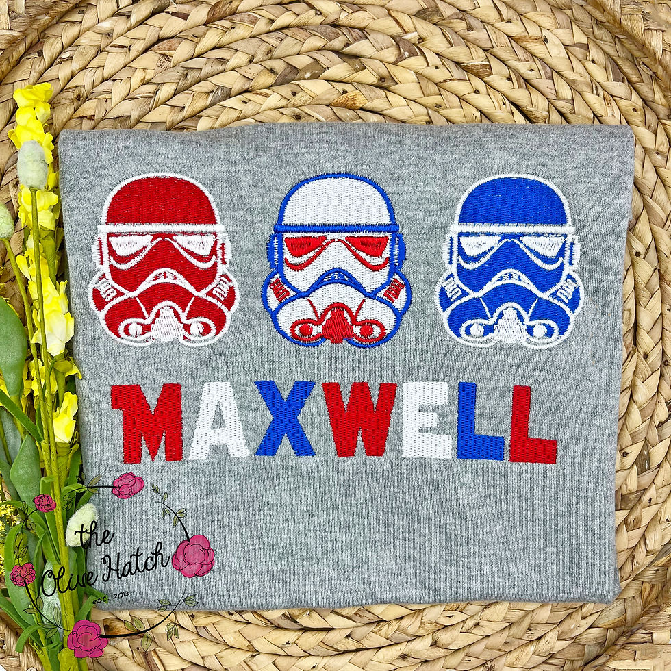 Red, White Blue Troop Embroidery Shirt