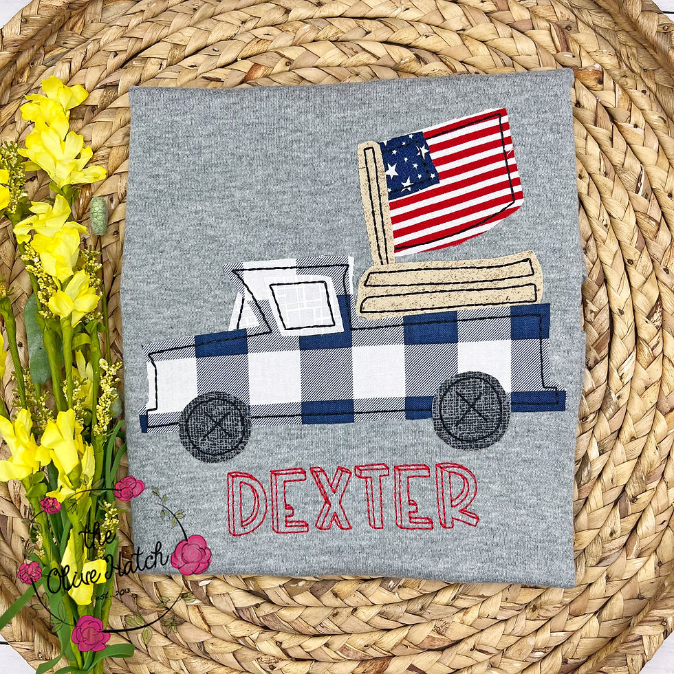 Patriotic Truck Applique Shirt