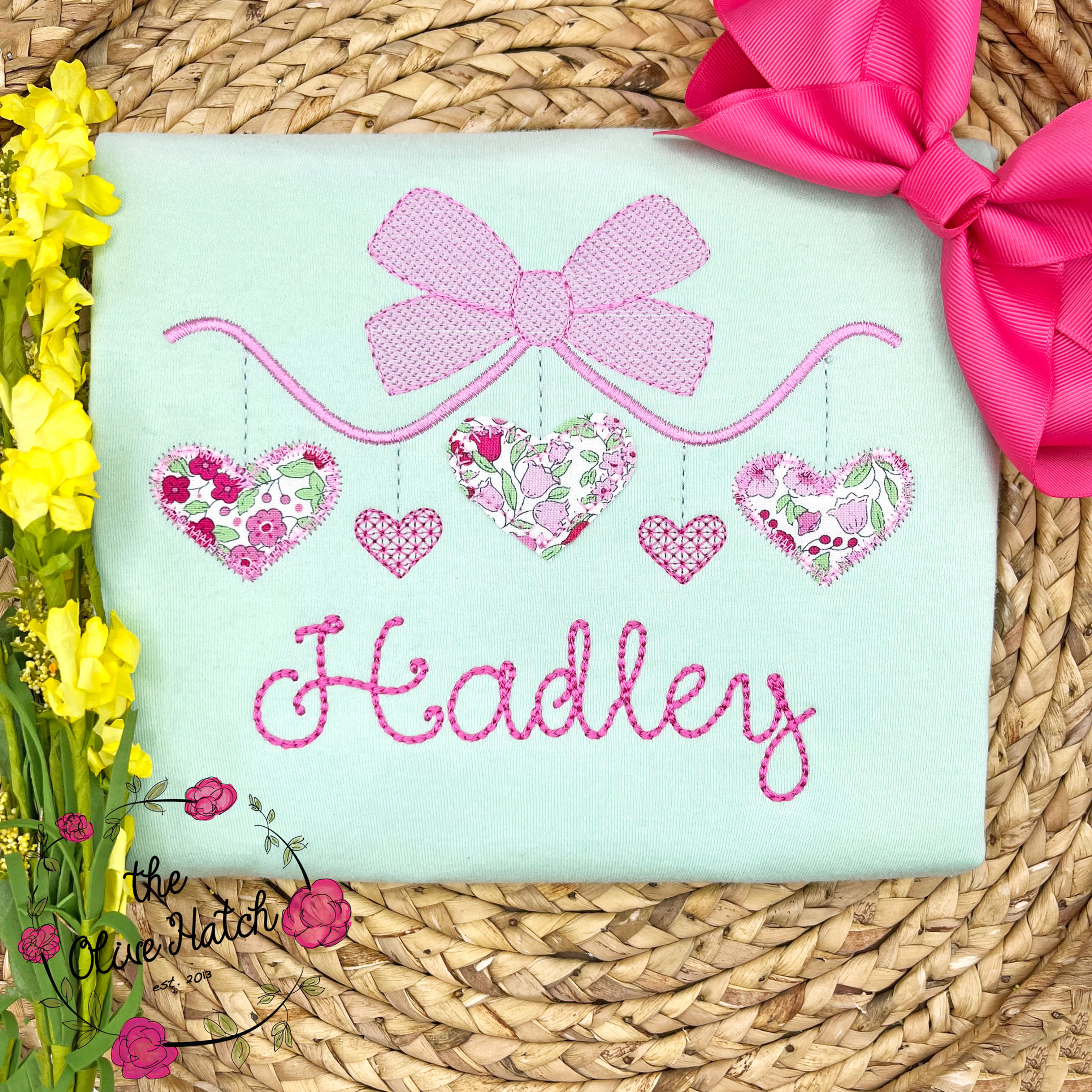 Valentine Hearts Applique Shi