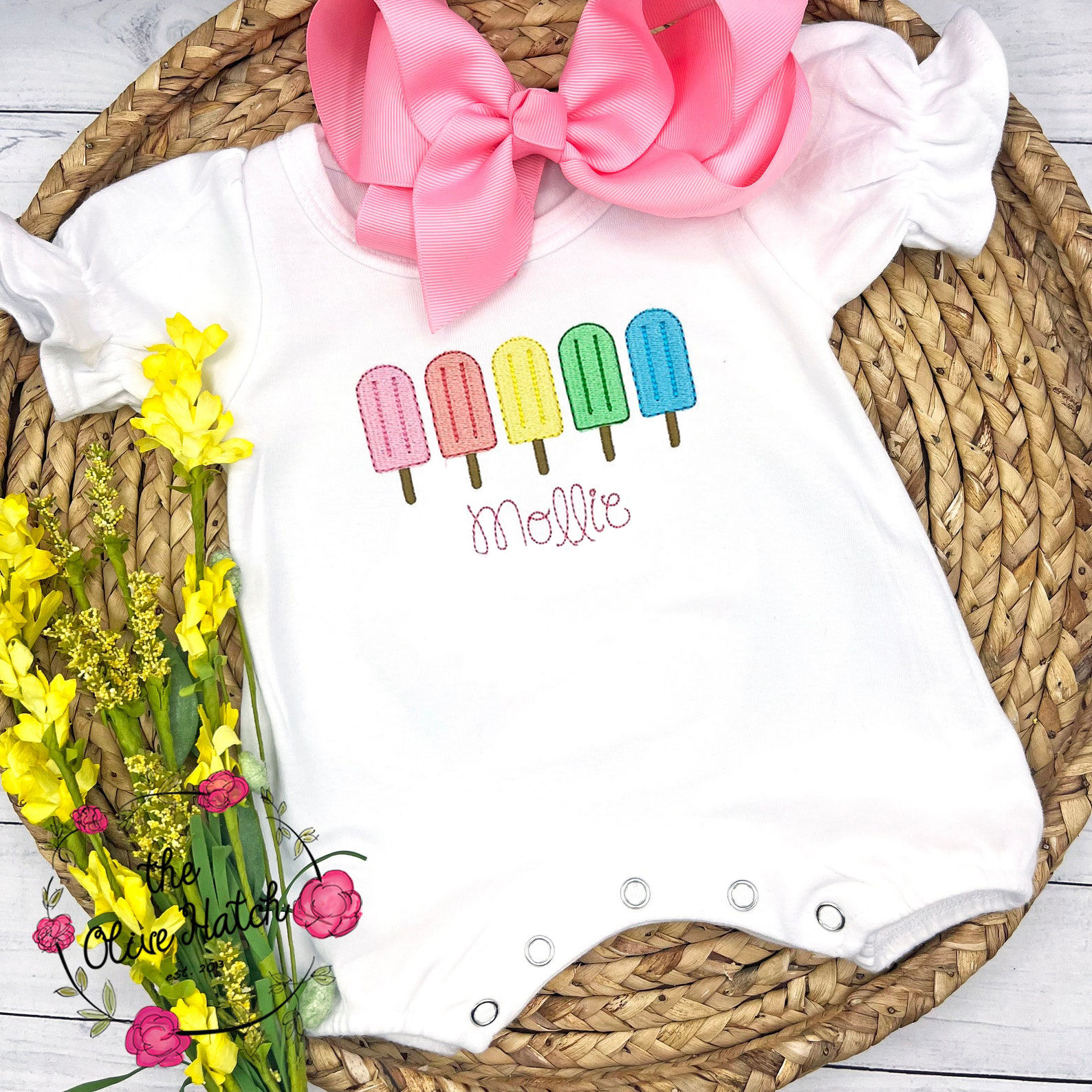 Popsicle Embroidery Romper