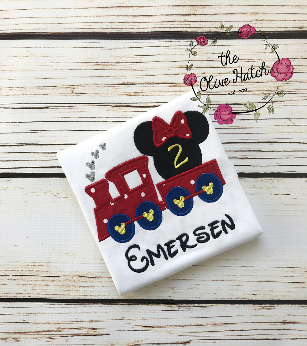 Thumbnail: Miss Mouse Train Birthday Applique Shirt