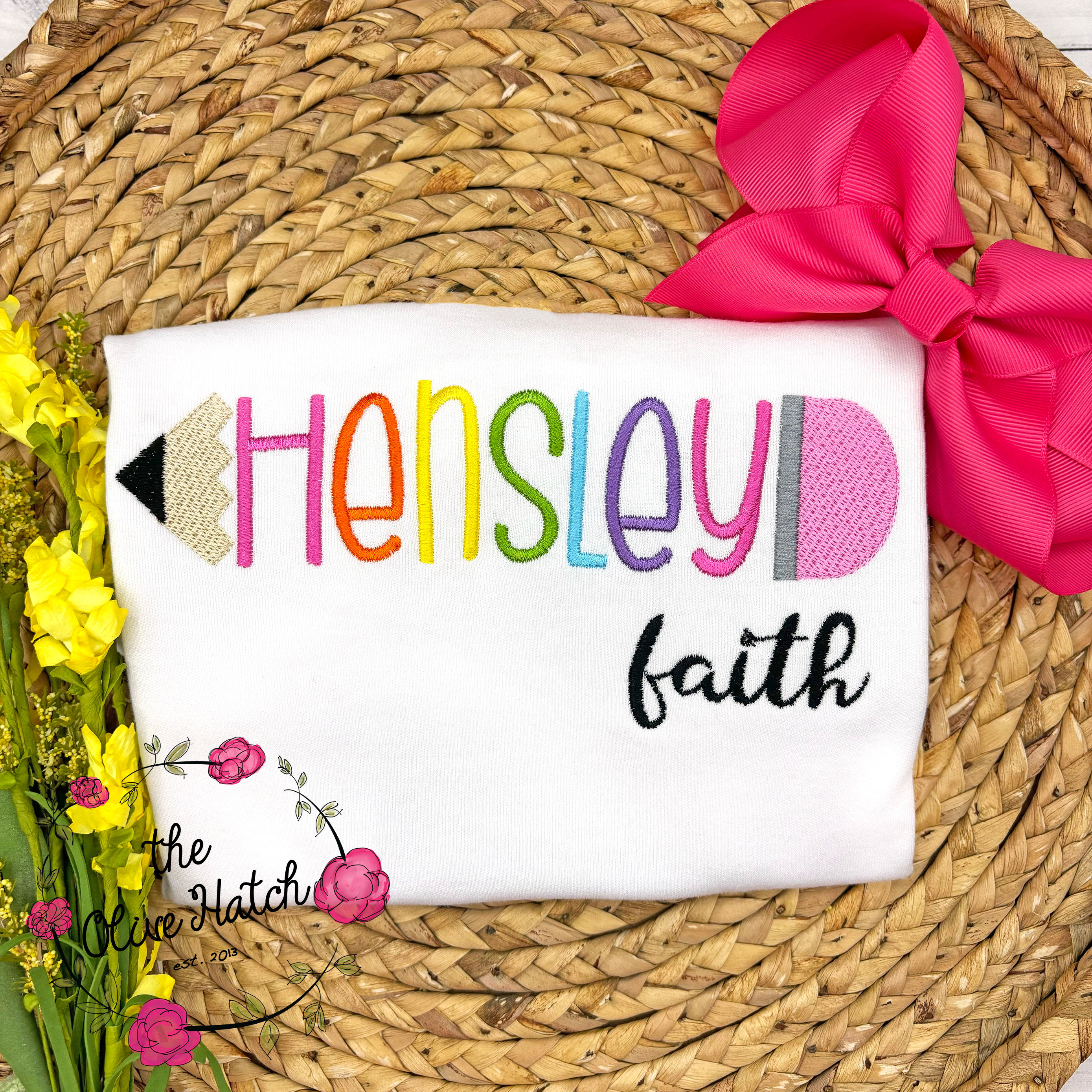 Pencil Name Embroidery Shirt