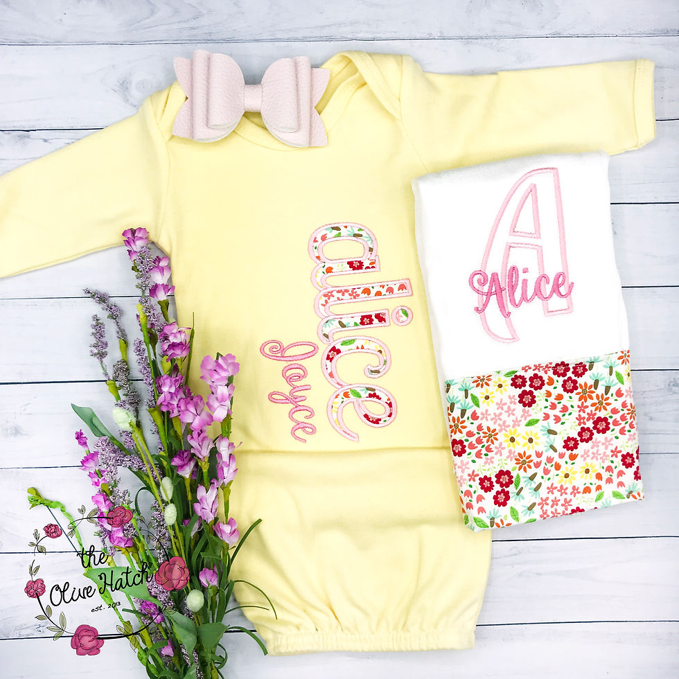 Yellow and Pink Baby Gown