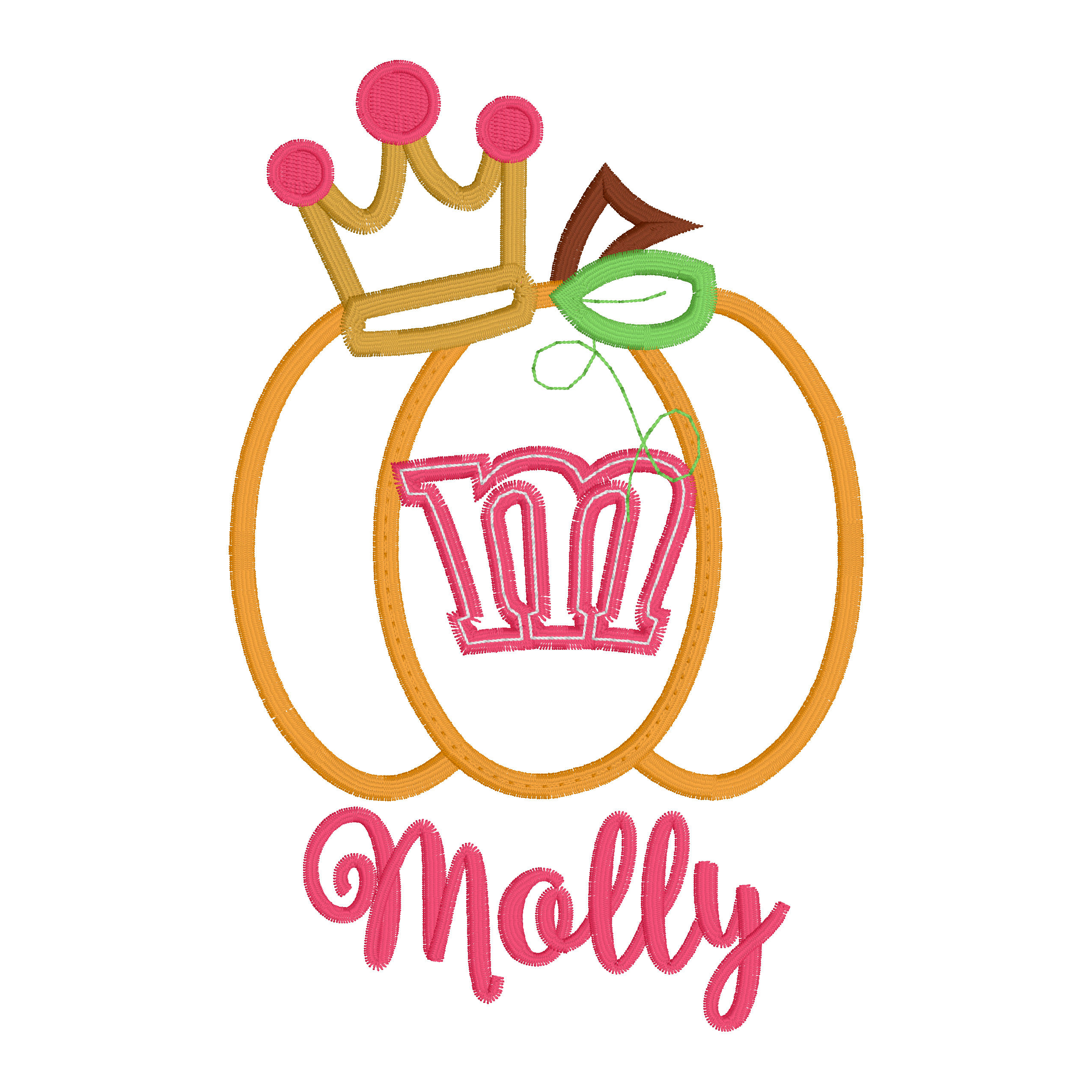 Fall Princess Pumpkin Applique Design