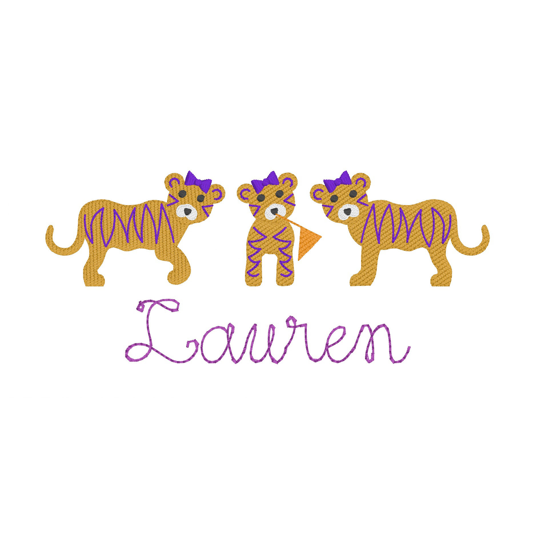 Tiger (gold/purple)Sketch Embroidery Design