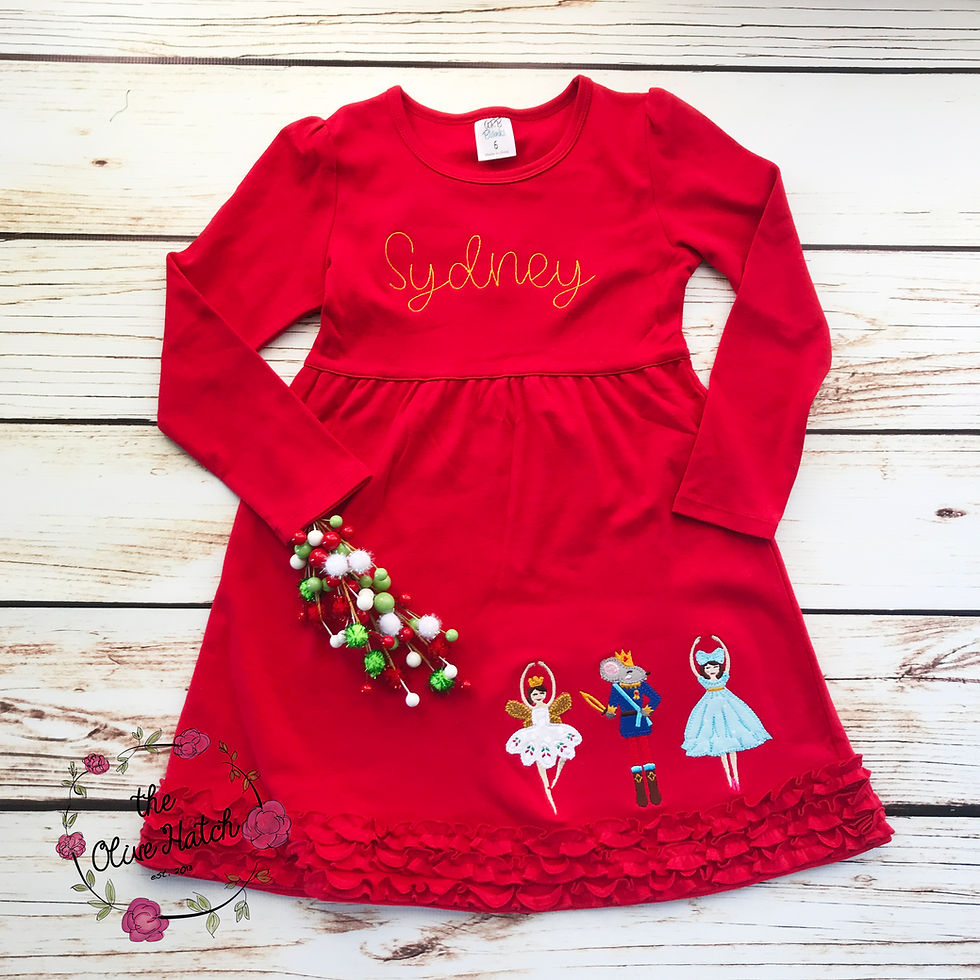 Nutcracker Christmas Applique Dress