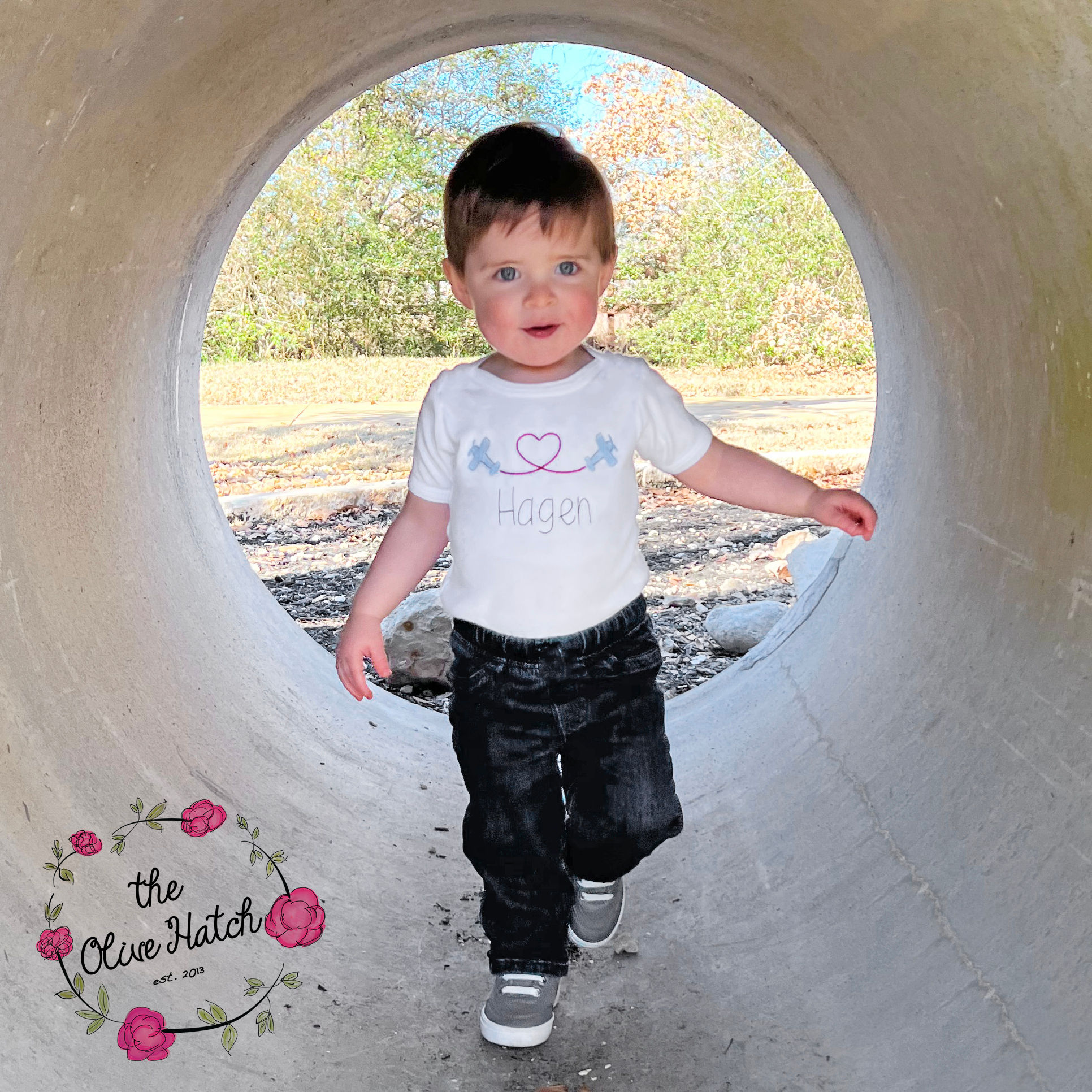 Valentine Airplane Sketch Embroidery Shirt