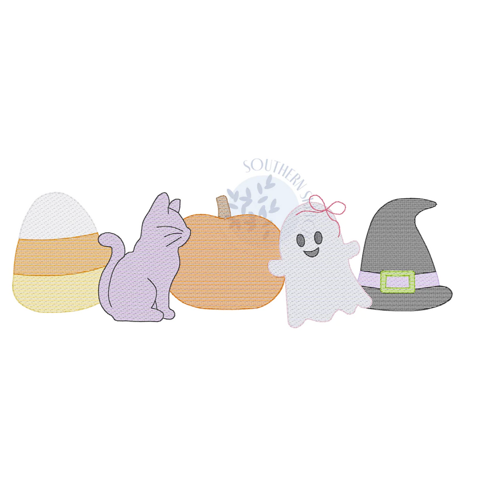 Halloween Sketch Embroidery Design