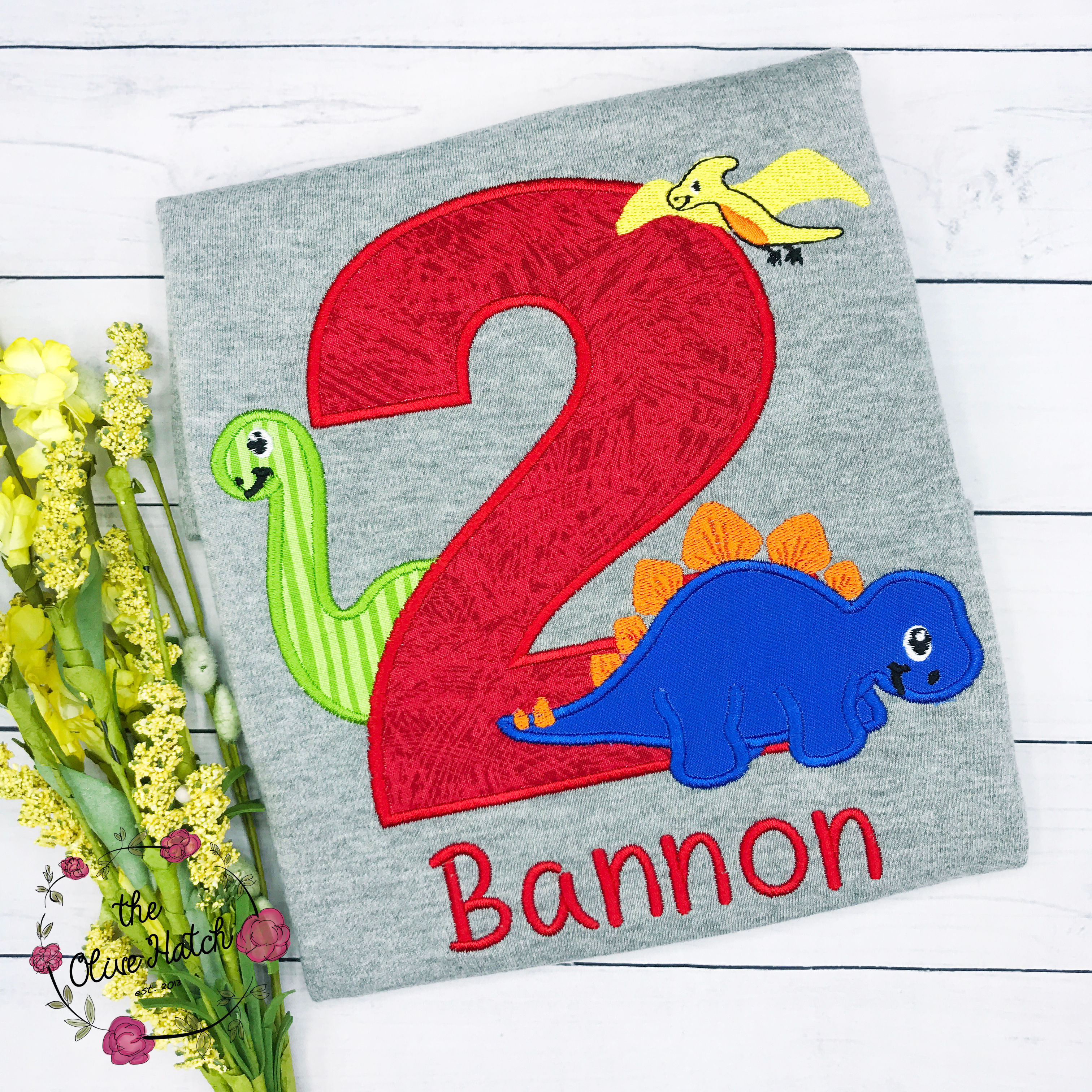 Dinosaur Birthday Shirt -- Applique