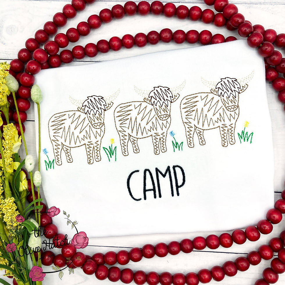 Cow Sketch Embroidery Shirt