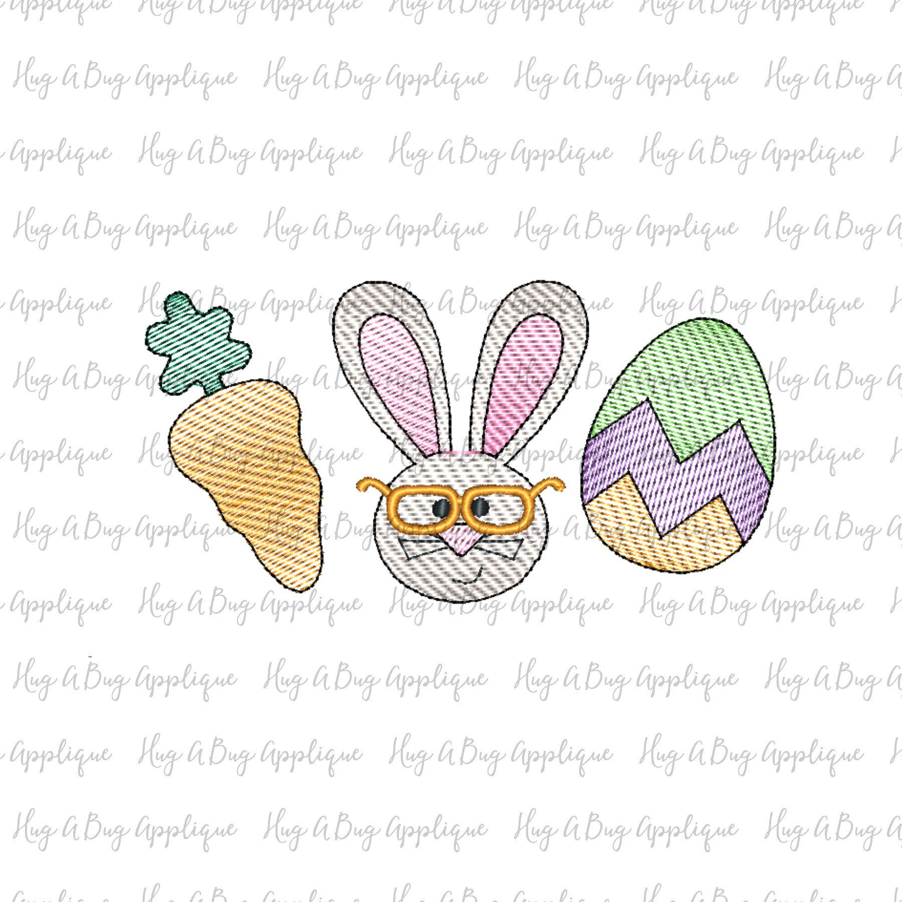 Easter Bunny Sketch Embroidery Shirt
