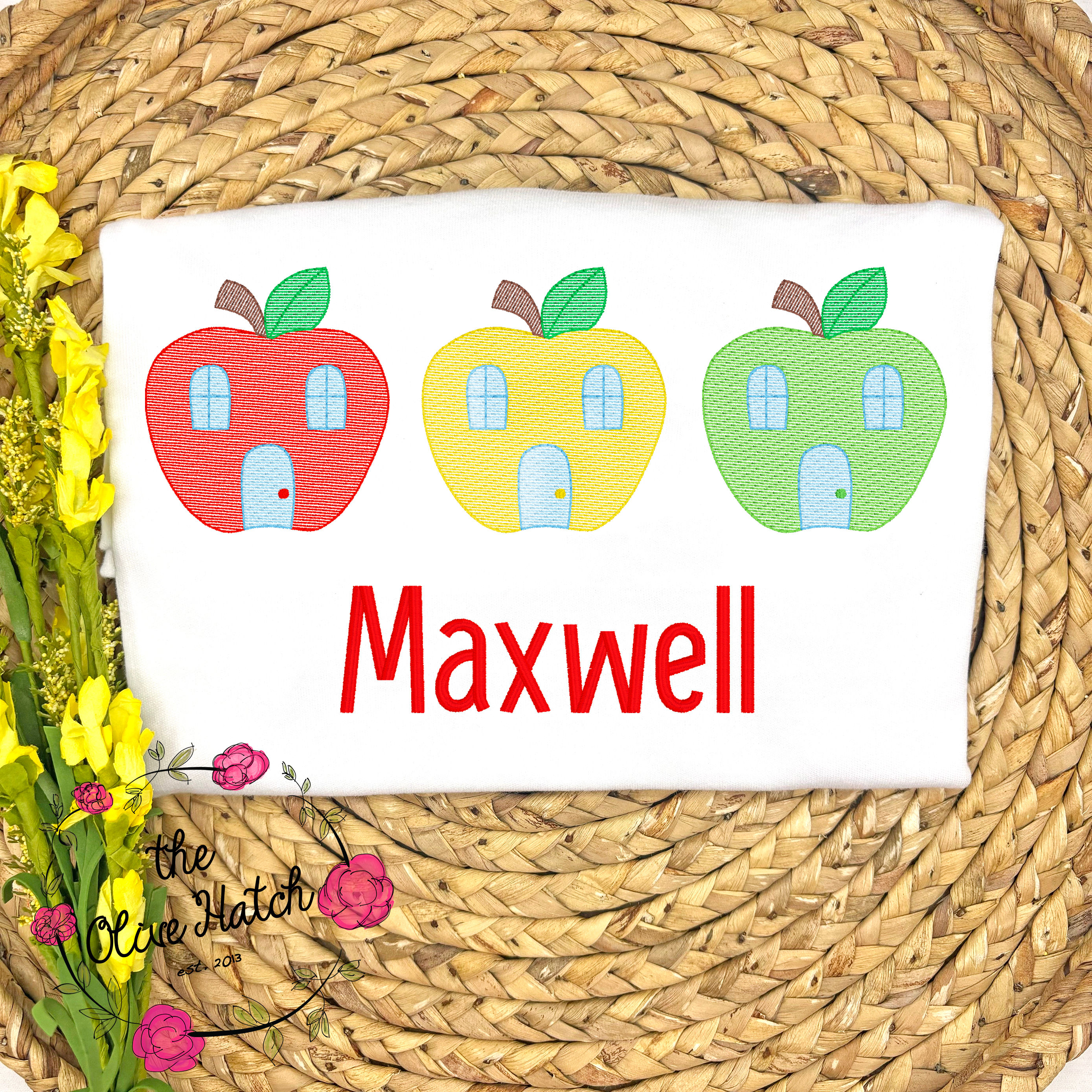 Apple School House Embroidery Shirt