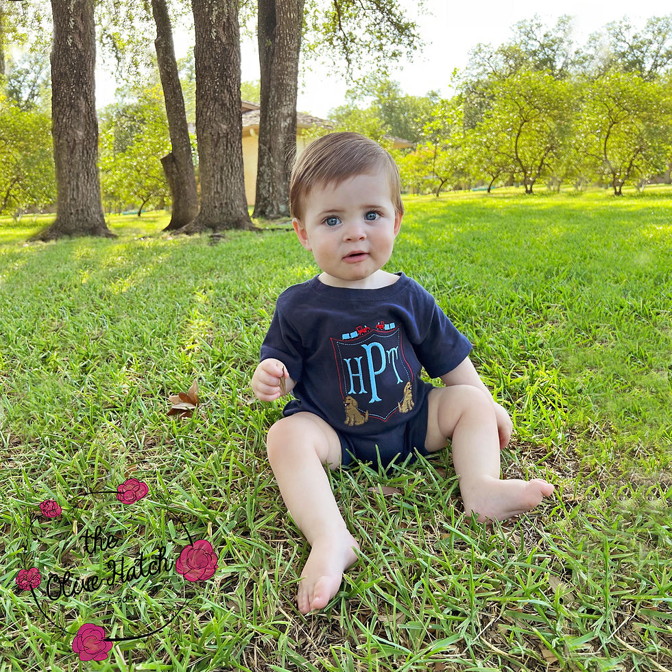 Puppy Train Embroidery Romper