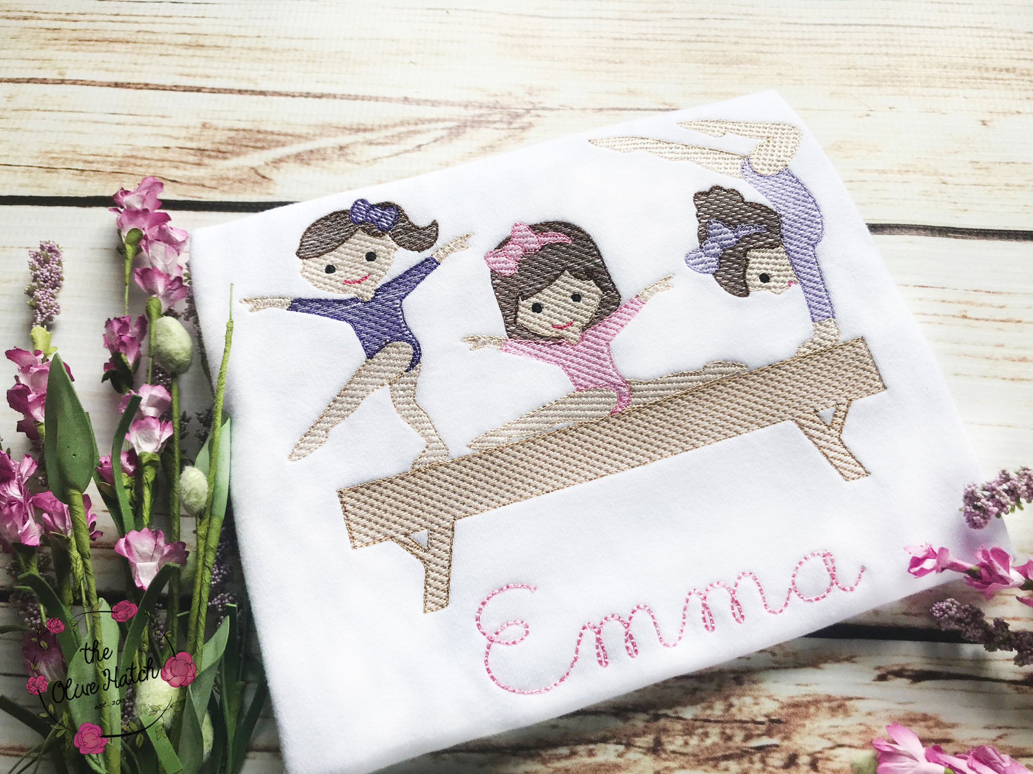 Gymnastics Sketch Embroidery Design