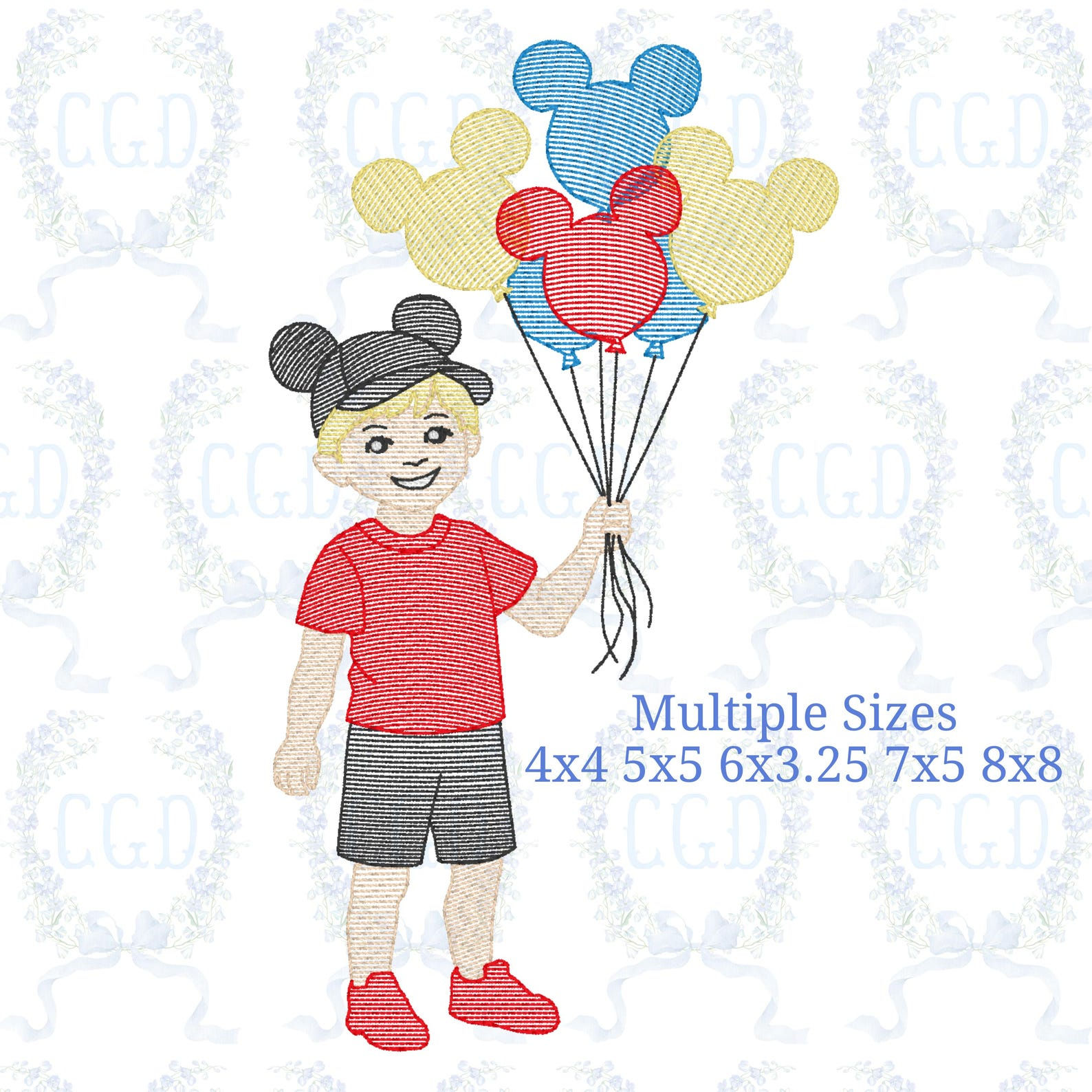 Mouse Balloon Embroidery Shirt