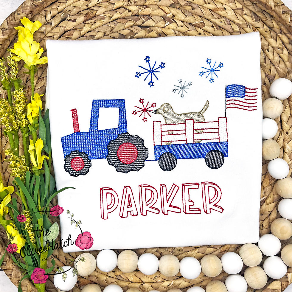 Thumbnail: Patriotic Tractor Sketch Embroidery Design
