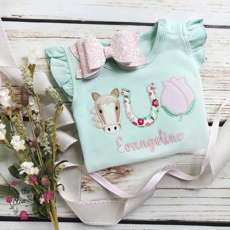 Thumbnail: Rodeo / Derby Horse Applique Romper
