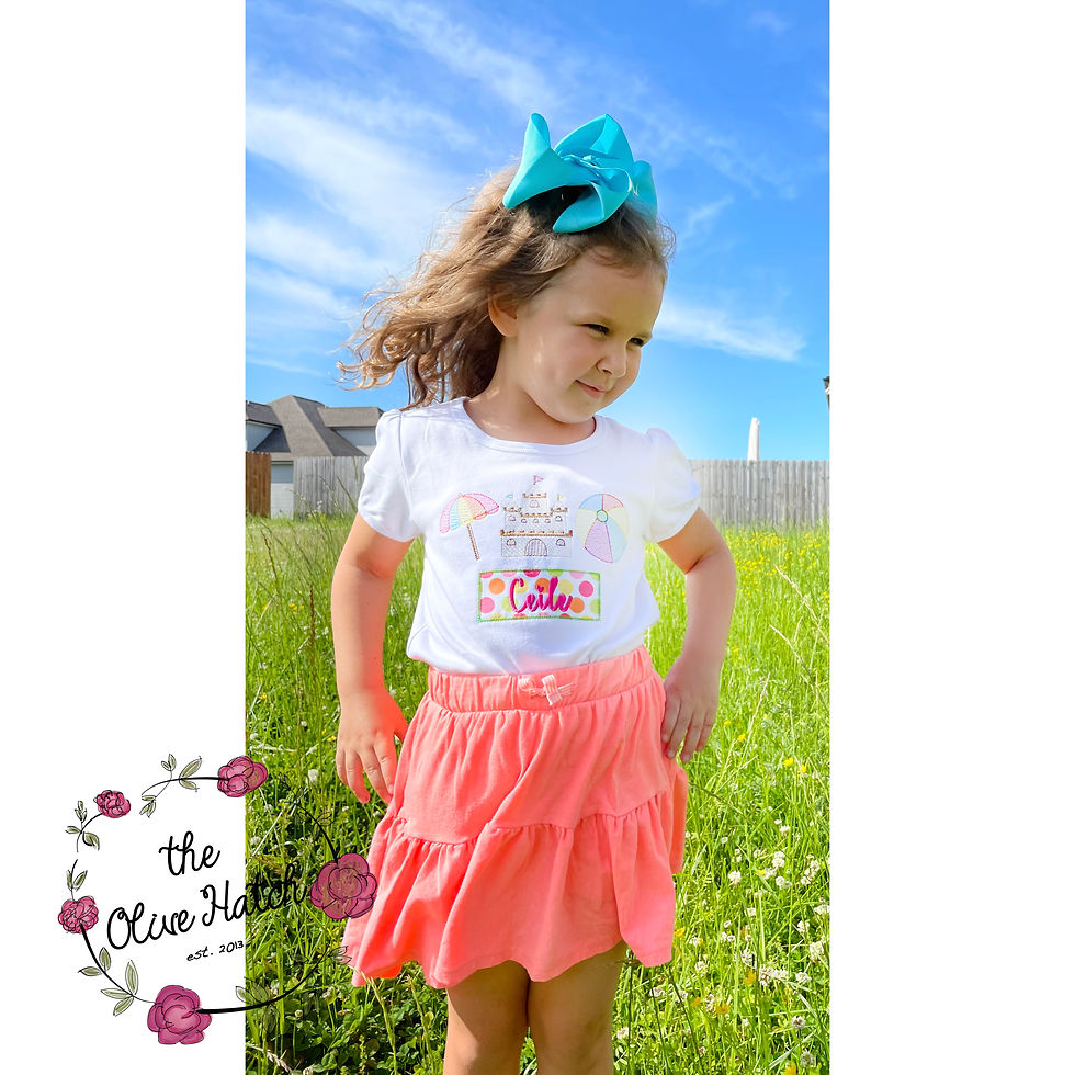 Beach Trio Shirt -- Sketch Embroidery