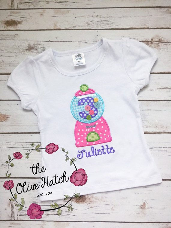 Gumball Machine Birthday Applique