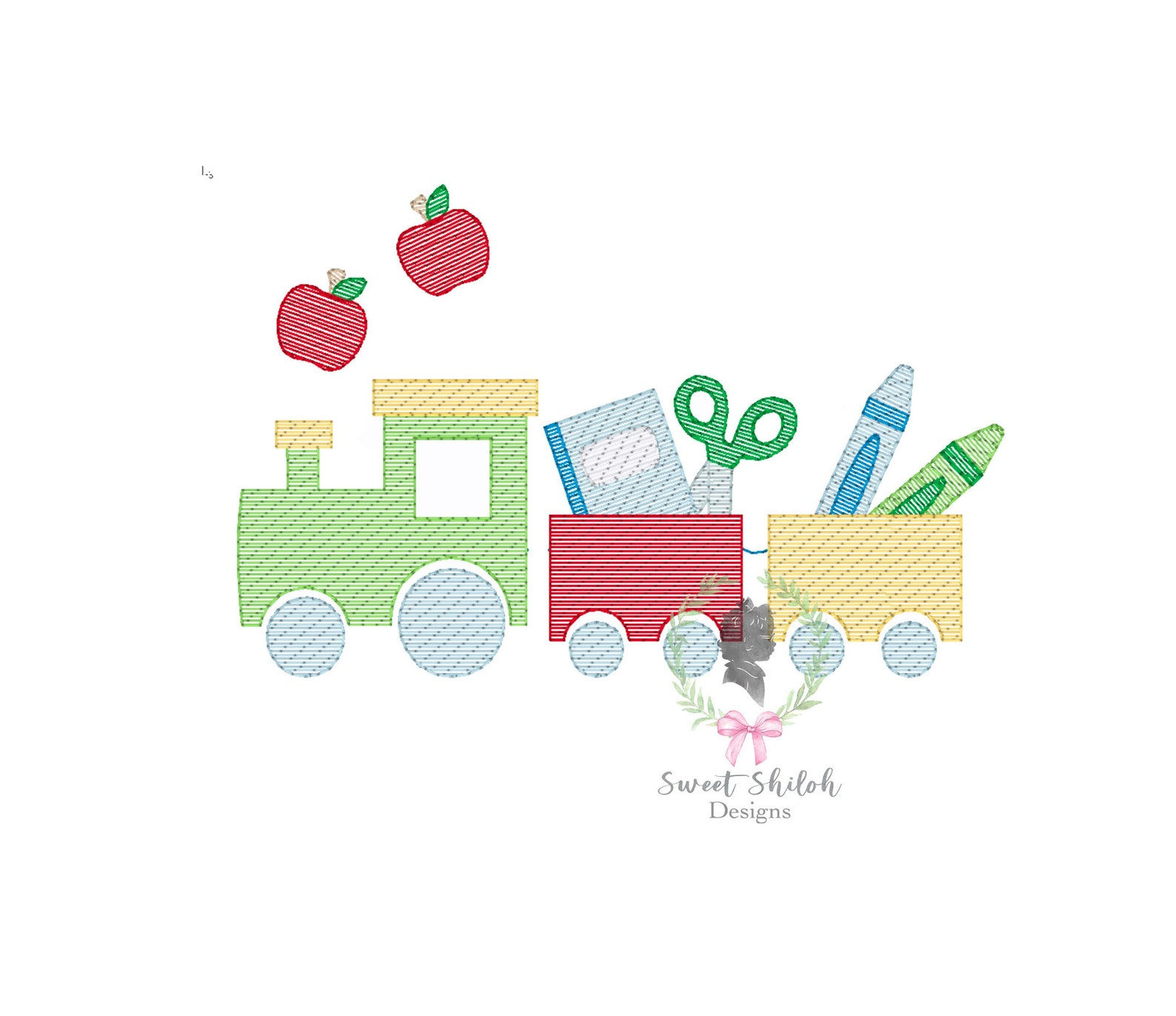 School Train Embroidery Shirt