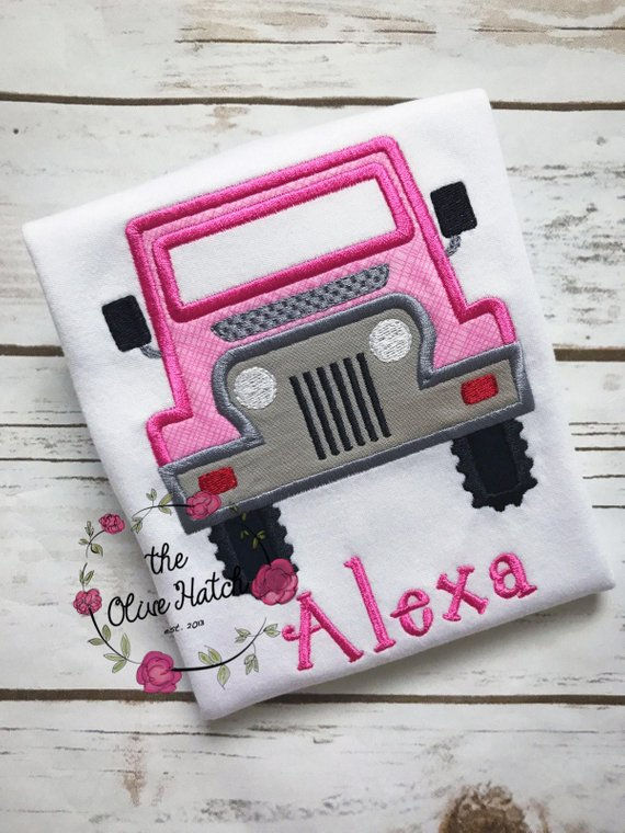 Thumbnail: Pink Jeep Applique Shirt