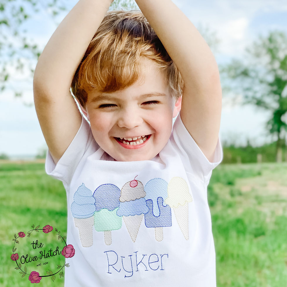 Popsicle Ice Cream Sketch Embroidery Shirt