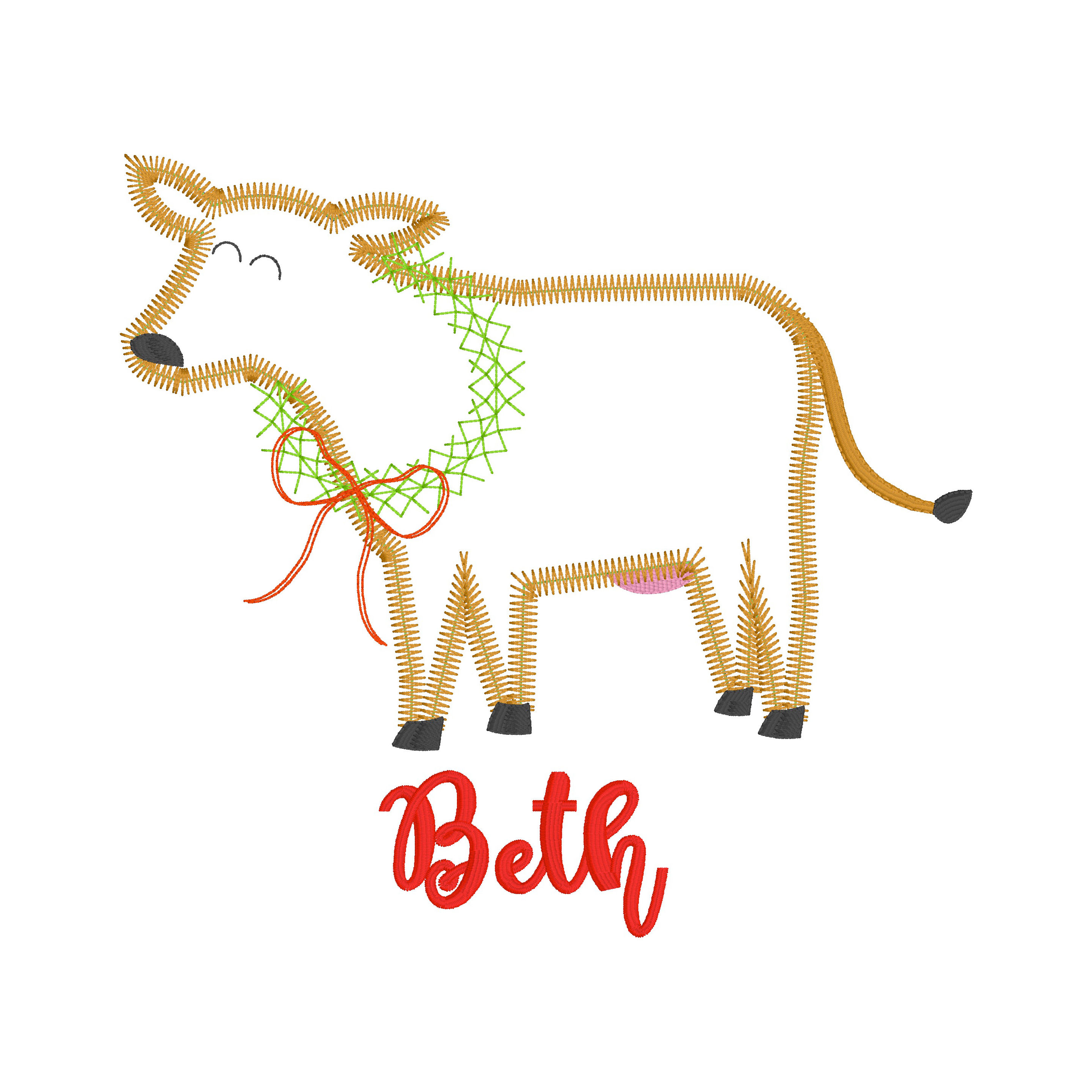 Christmas Cow Applique