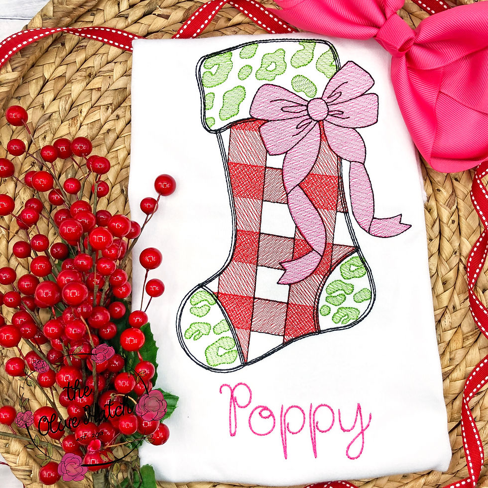 Christmas Stocking Sketch Embroidery Shirt