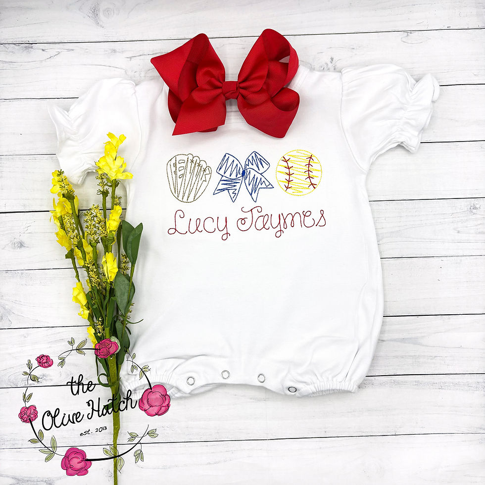 Softball Embroidery Romper