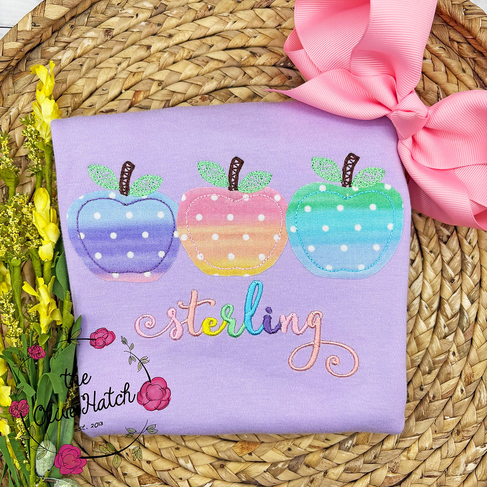 School Rainbow Apples Applique Shirt