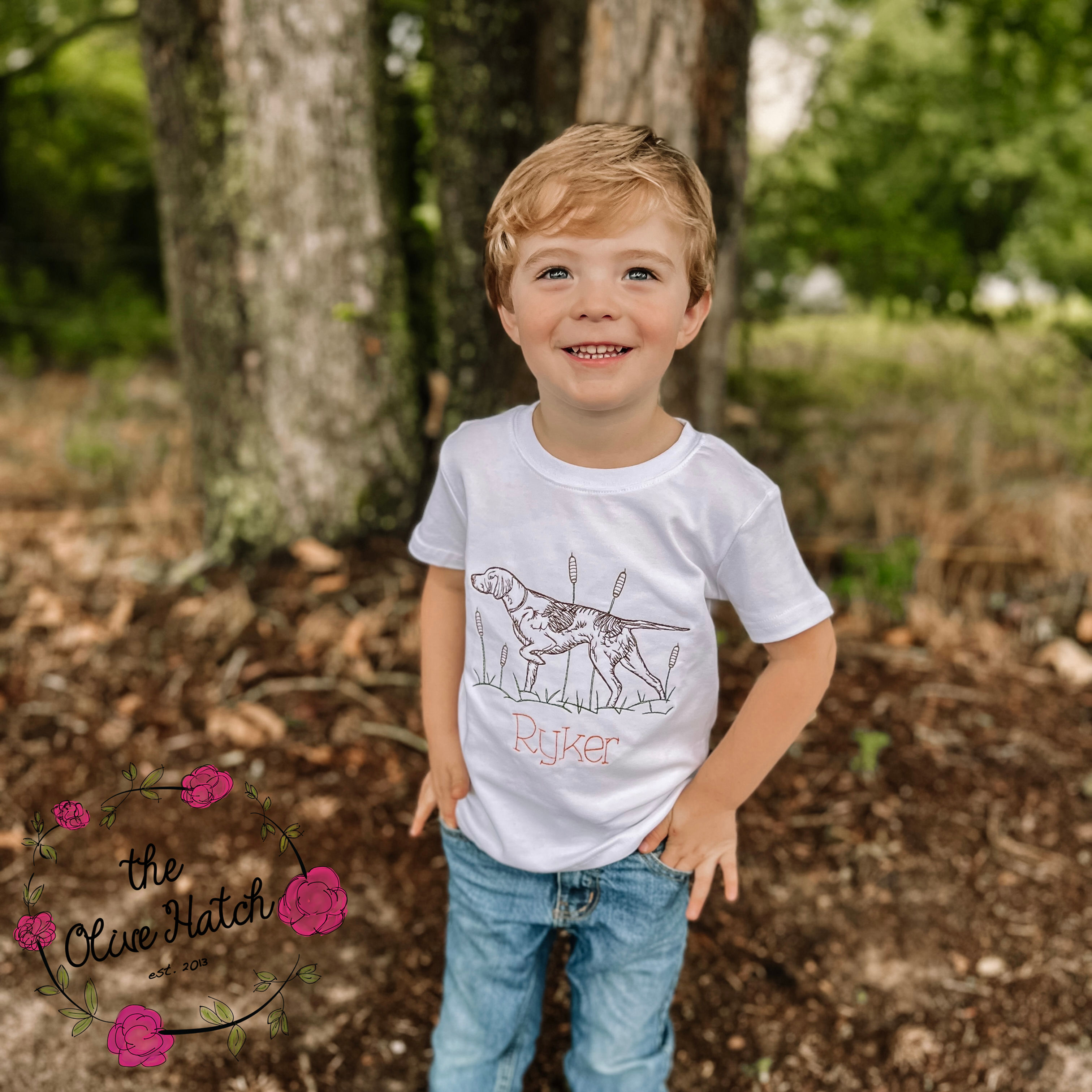 Hunting Dog Embroidery Shirt