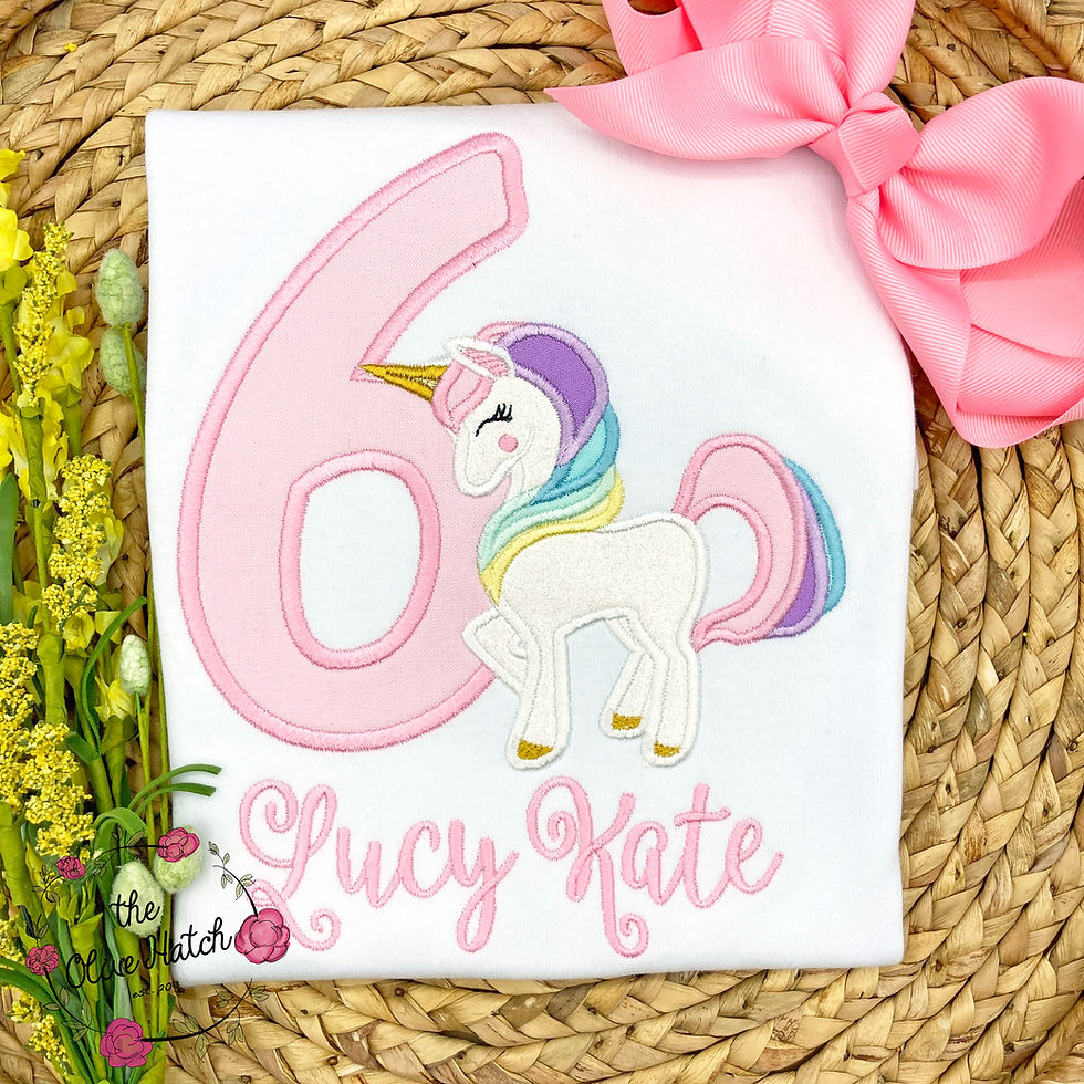 Thumbnail: Unicorn Applique Birthday Shirt