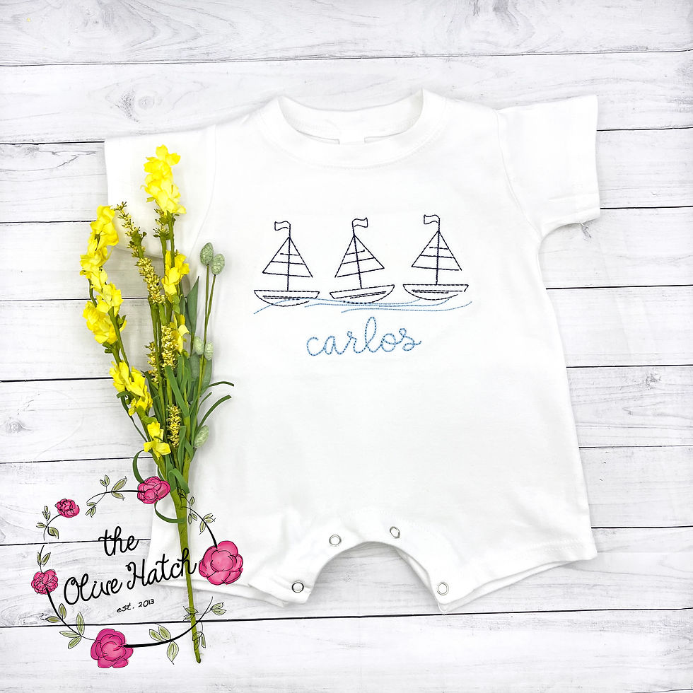 Sailboat Embroidery Romper