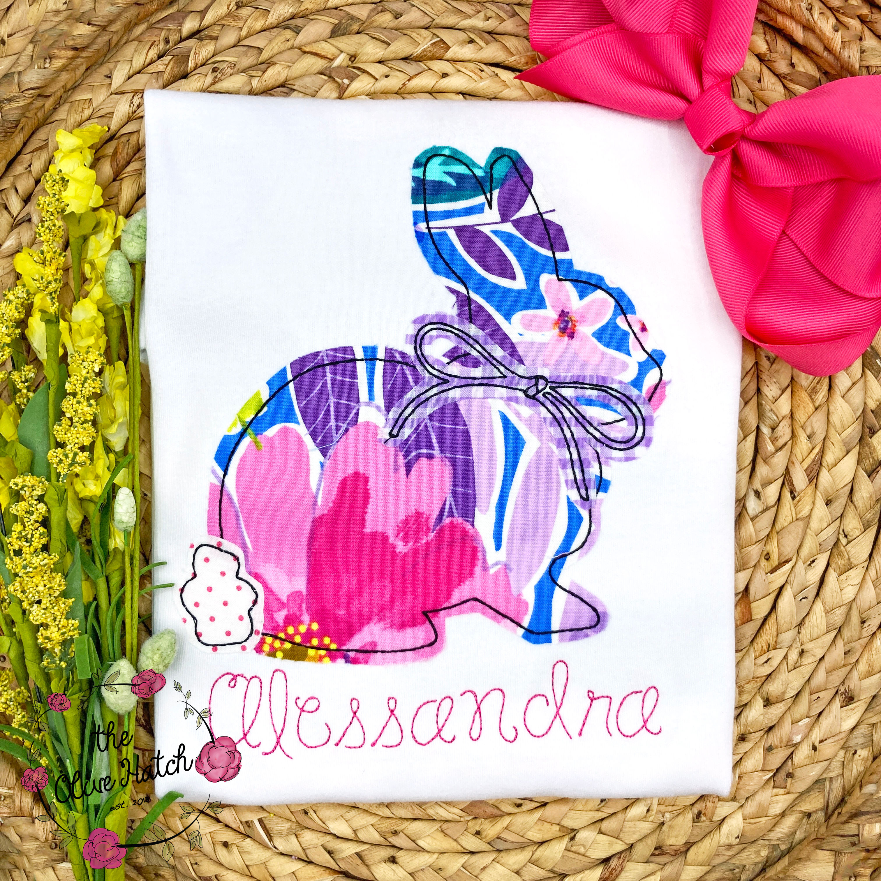 Floral Bunny Applique Shirt