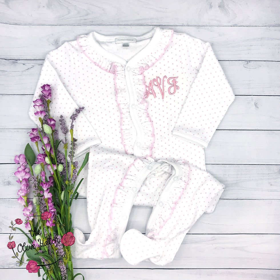 Pink Polka Dot Ruffle Footie