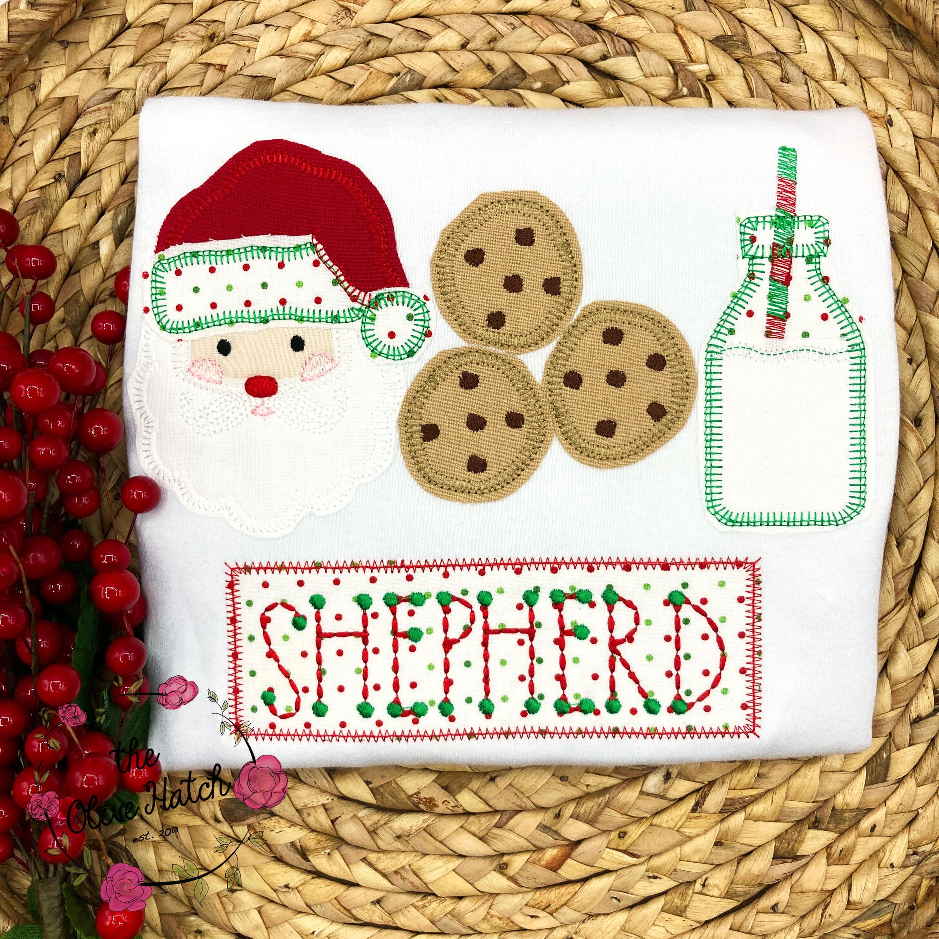 Santa Milk and Cookies Applique