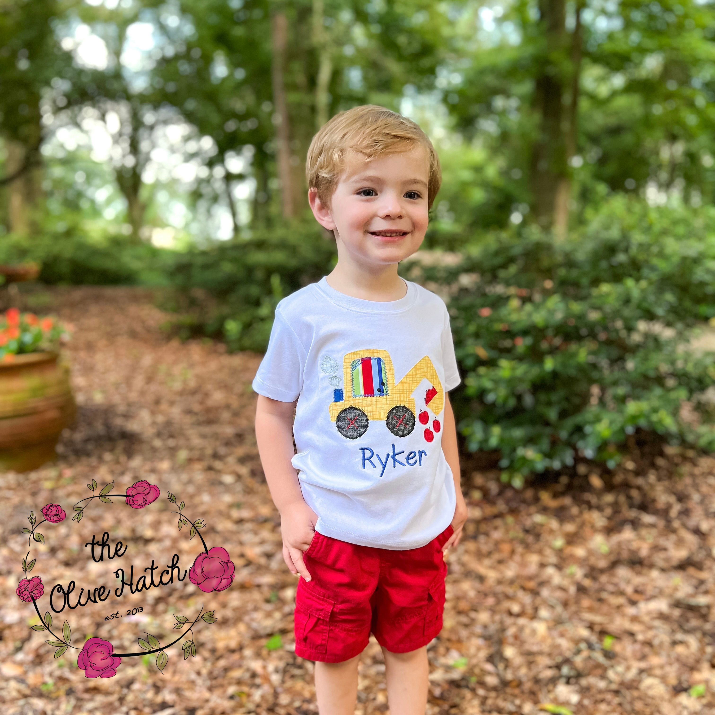 Backhoe Construction School Applique Shirt