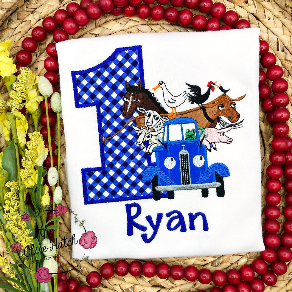 Thumbnail: Blue Truck Applique Birthday Shirt