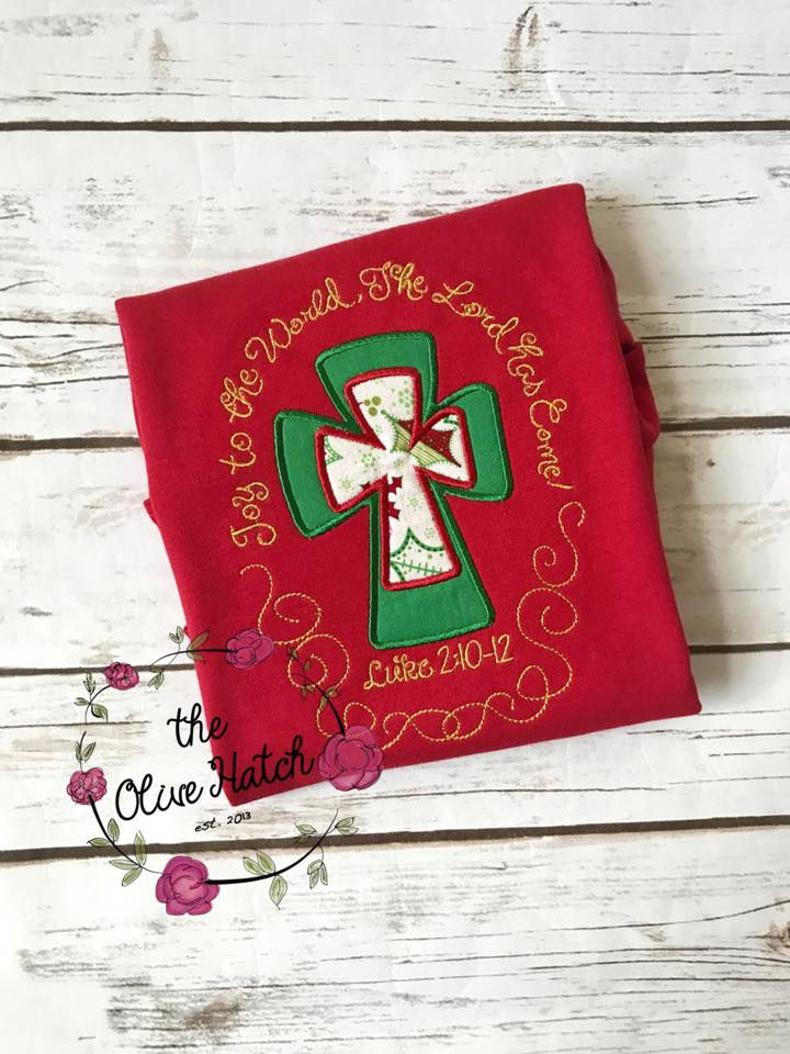 Joy to the World Christmas Shirt -- Applique
