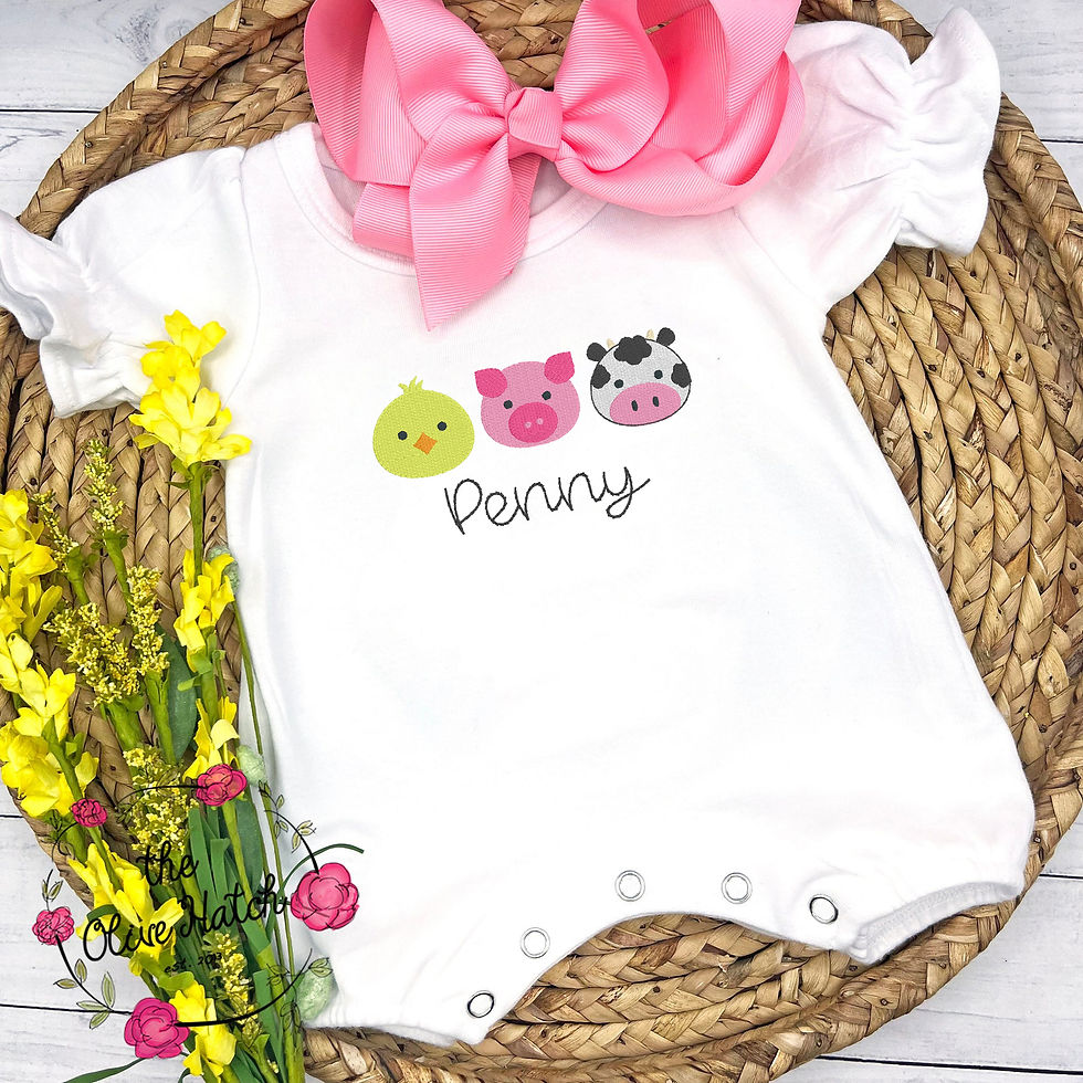 Farm Embroidery Romper