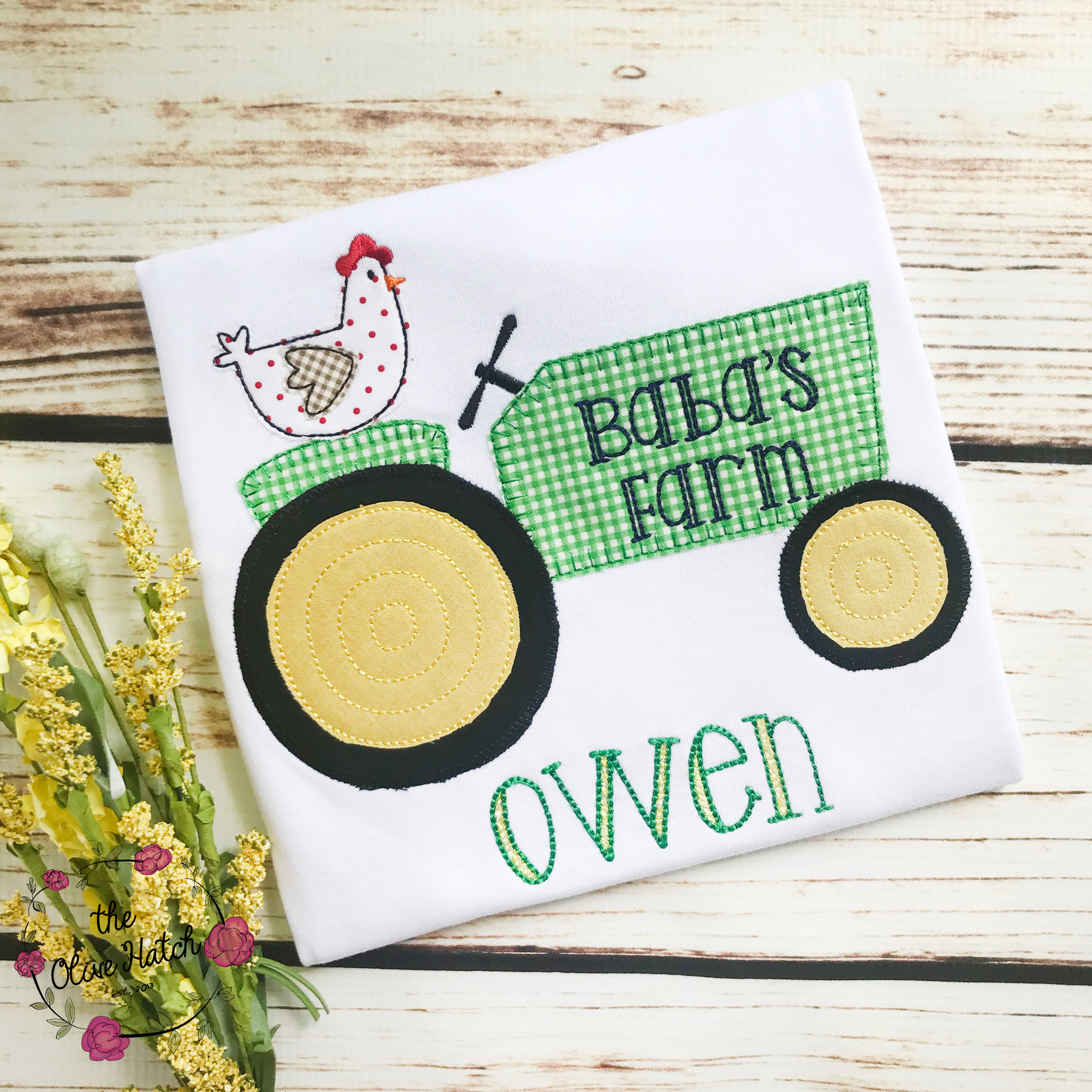 Tractor and Chicken Applique