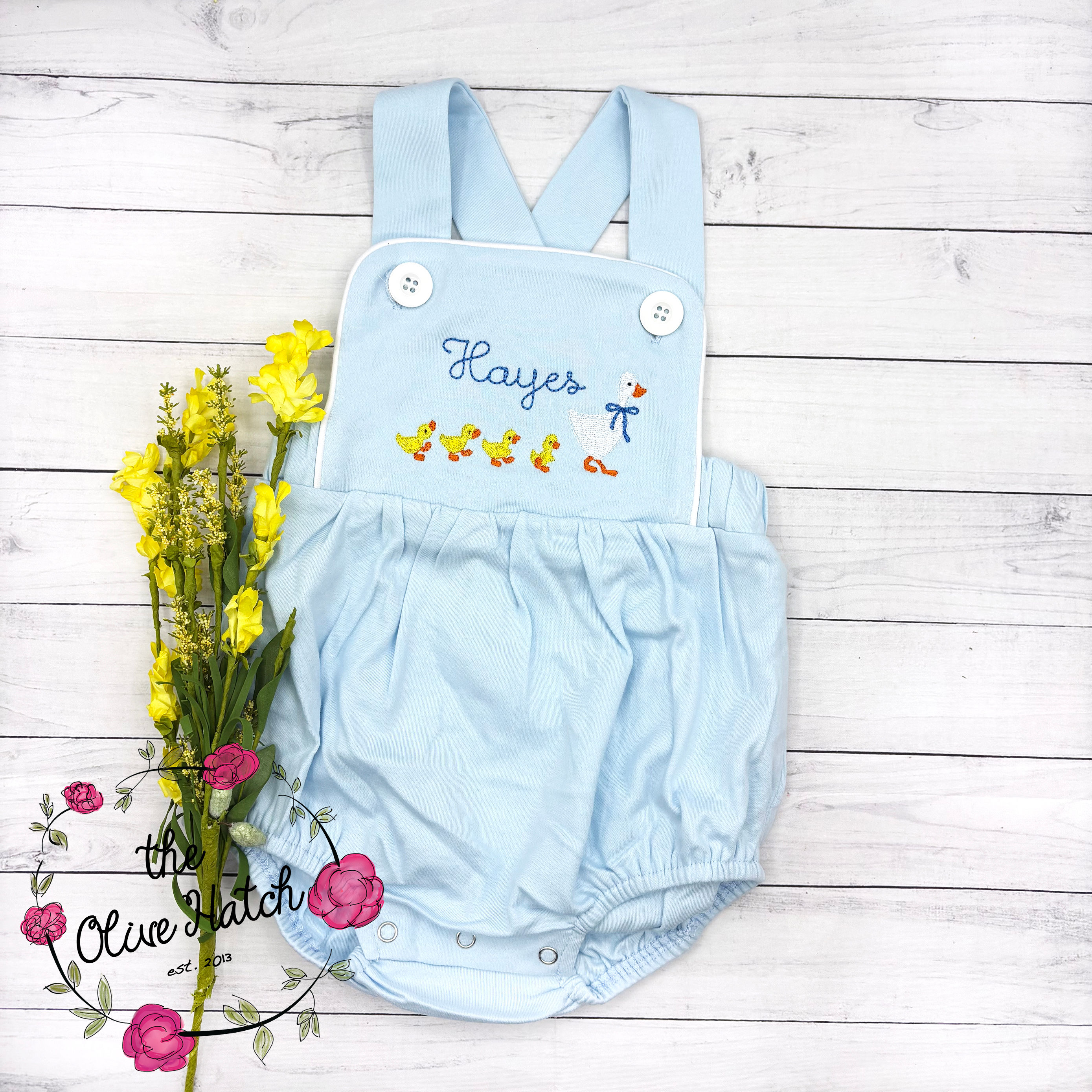 Goose Embroidery Sunsuit