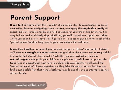 Parent Support Therapy - Parent Support - Parent Therapy - Eboniña Evans LMFT - Ebonina Evans LMFT - EOnWellness Therapy - San Francisco California Bay Area - Inclusive & Affirming Therapist - Integrative & Holistic Therapy