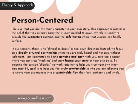 Person Centered Therapy - Client Centered Therapy - Child Centered Therapy - Eboniña Evans LMFT - Ebonina Evans LMFT - EOnWellness Therapy - San Francisco California Bay Area - Inclusive & Affirming Therapist - Integrative & Holistic Therapy