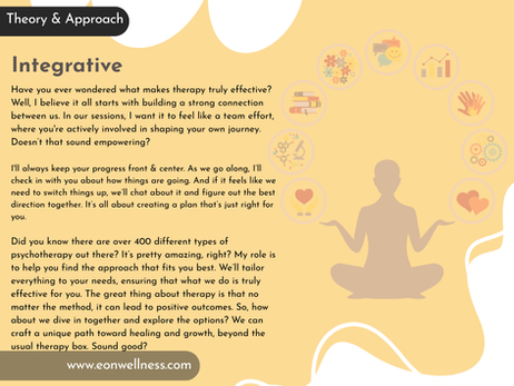 Integrative Therapy - Eboniña Evans LMFT - Ebonina Evans LMFT - EOnWellness Therapy - San Francisco California Bay Area - Inclusive & Affirming Therapist - Integrative & Holistic Therapy