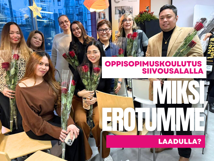 Sivexin työntekijöitä, jotka ovat valmistuneet juuri oppisopimuskoulutuksesta. 